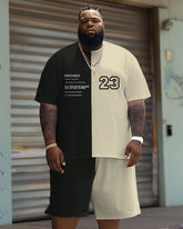 Men's Plus Size Street Casual Color Matching Digital Print T-Shirt Shorts Suit